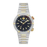 Buy Shop Versace Greca Logo Diver Quartz Black Dial Two Tone Steel Strap Watch for Men - VE8G00424 USA Online