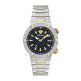 Buy Shop Versace Greca Logo Diver Quartz Black Dial Two Tone Steel Strap Watch for Men - VE8G00424 USA Online