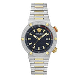 Buy Shop Versace Greca Logo Diver Quartz Black Dial Two Tone Steel Strap Watch for Men - VE8G00424 USA Online