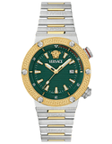 Buy Shop Versace Greca Logo Diver Quartz Green Dial Two Tone Steel Strap Watch for Men - VE8G00524 USA Online