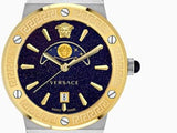 Buy Shop Versace Greca Logo Moonphase Black Dial Two Tone Steel Strap Watch for Men - VE7G00223 USA Online