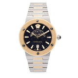 Buy Shop Versace Greca Logo Moonphase Black Dial Two Tone Steel Strap Watch for Men - VE7G00223 USA Online