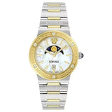 Buy Shop Versace Greca Logo Moonphase Mother of Pearl Dial Two Tone Steel Strap Watch for Women - VE7G00524 USA Online