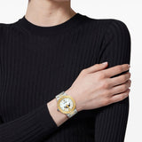 Buy Shop Versace Greca Logo Moonphase Mother of Pearl Dial Two Tone Steel Strap Watch for Women - VE7G00524 USA Online