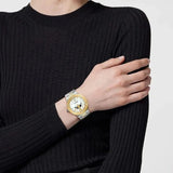 Buy Shop Versace Greca Logo Moonphase Mother of Pearl Dial Two Tone Steel Strap Watch for Women - VE7G00524 USA Online