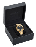 Buy Shop Versace Greca Logo Quartz Black Dial Gold Steel Strap Watch for Men - VE8G00624 USA Online
