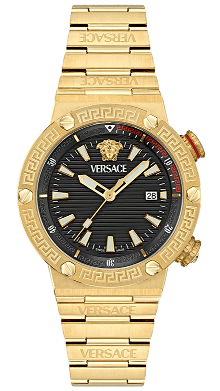 Buy Shop Versace Greca Logo Quartz Black Dial Gold Steel Strap Watch for Men - VE8G00624 USA Online