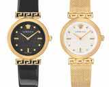 Buy Shop Versace Greca Meander Black Dial Black Leather Strap Watch for Women - VELW00420 USA Online