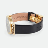 Buy Shop Versace Greca Meander Black Dial Black Leather Strap Watch for Women - VELW00420 USA Online
