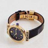 Buy Shop Versace Greca Meander Black Dial Black Leather Strap Watch for Women - VELW00420 USA Online