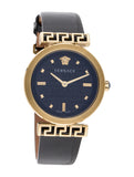 Buy Shop Versace Greca Meander Black Dial Black Leather Strap Watch for Women - VELW00420 USA Online