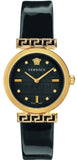 Buy Shop Versace Greca Meander Black Dial Black Leather Strap Watch for Women - VELW00420 USA Online