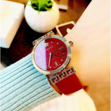 Buy Shop Versace Greca Meander Red Dial Red Leather Strap Watch for Women - VELW00320 USA Online