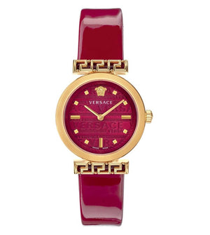 Buy Shop Versace Greca Meander Red Dial Red Leather Strap Watch for Women - VELW00320 USA Online