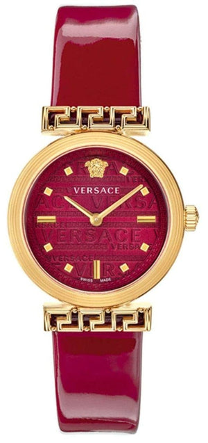 Buy Shop Versace Greca Meander Red Dial Red Leather Strap Watch for Women - VELW00320 USA Online