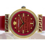 Versace Greca Meander Red Dial Red Leather Strap Watch for Women - VELW00320