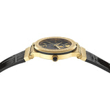Buy Shop Versace Greca Moonphase Analog Black Dial Black Leather Strap Watch For Men - VE7G00123 USA Online