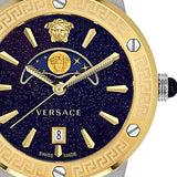 Buy Shop Versace Greca Moonphase Analog Black Dial Black Leather Strap Watch For Men - VE7G00123 USA Online