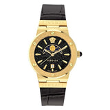 Buy Shop Versace Greca Moonphase Analog Black Dial Black Leather Strap Watch For Men - VE7G00123 USA Online