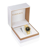 Buy Shop Versace Greca Moonphase Quartz Black Dial Gold Steel Strap Watch for Men - VE7G00323 USA Online