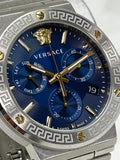 Buy Shop Versace Greca Quartz Blue Dial Silver Steel Strap Watch For Men - VEZ900221 USA Online