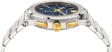 Buy Shop Versace Greca Quartz Blue Dial Silver Steel Strap Watch For Men - VEZ900221 USA Online