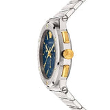 Buy Shop Versace Greca Quartz Blue Dial Silver Steel Strap Watch For Men - VEZ900221 USA Online