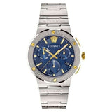 Buy Shop Versace Greca Quartz Blue Dial Silver Steel Strap Watch For Men - VEZ900221 USA Online