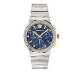 Buy Shop Versace Greca Quartz Blue Dial Silver Steel Strap Watch For Men - VEZ900221 USA Online
