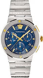 Buy Shop Versace Greca Quartz Blue Dial Silver Steel Strap Watch For Men - VEZ900221 USA Online