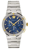 Buy Shop Versace Greca Quartz Blue Dial Silver Steel Strap Watch For Men - VEZ900221 USA Online