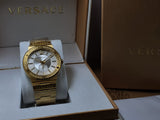 Buy Shop Versace Greca Silver Dial Gold Steel Strap Watch for Men - VEVI00520 USA Online