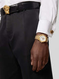 Buy Shop Versace Greca Silver Dial Gold Steel Strap Watch for Men - VEVI00520 USA Online