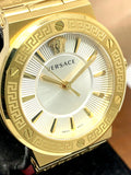 Buy Shop Versace Greca Silver Dial Red Leather Strap Watch for Women - VEVH00420 USA Online