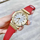 Buy Shop Versace Greca Silver Dial Red Leather Strap Watch for Women - VEVH00420 USA Online