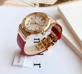 Buy Shop Versace Greca Silver Dial Red Leather Strap Watch for Women - VEVH00420 USA Online