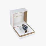 Buy Shop Versace Greca Sport Analog Blue Dial Brown Leather Strap Watch For Men - VEZ300121 USA Online