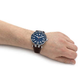 Buy Shop Versace Greca Sport Analog Blue Dial Brown Leather Strap Watch For Men - VEZ300121 USA Online