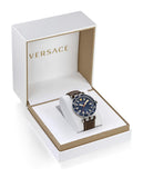 Buy Shop Versace Greca Sport Analog Blue Dial Brown Leather Strap Watch For Men - VEZ300121 USA Online