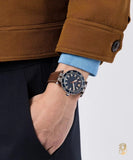 Buy Shop Versace Greca Sport Analog Blue Dial Brown Leather Strap Watch For Men - VEZ300121 USA Online