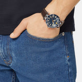 Buy Shop Versace Greca Sport Analog Blue Dial Brown Leather Strap Watch For Men - VEZ300121 USA Online