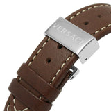Buy Shop Versace Greca Sport Analog Blue Dial Brown Leather Strap Watch For Men - VEZ300121 USA Online