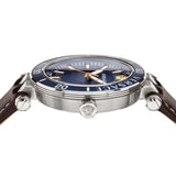 Buy Shop Versace Greca Sport Analog Blue Dial Brown Leather Strap Watch For Men - VEZ300121 USA Online