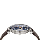 Buy Shop Versace Greca Sport Analog Blue Dial Brown Leather Strap Watch For Men - VEZ300121 USA Online