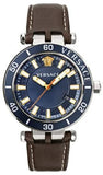 Buy Shop Versace Greca Sport Analog Blue Dial Brown Leather Strap Watch For Men - VEZ300121 USA Online