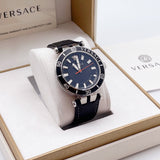 Buy Shop Versace Greca Sport Quartz Black Dial Black Leather Strap Watch For Men - VEZ300221 USA Online