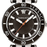 Buy Shop Versace Greca Sport Quartz Black Dial Black Leather Strap Watch For Men - VEZ300221 USA Online