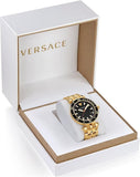 Buy Shop Versace Greca Sport Quartz Black Dial Gold Steel Strap Watch for Men - VEZ300721 USA Online