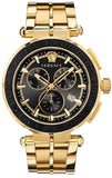 Buy Shop Versace Greca Sport Quartz Black Dial Gold Steel Strap Watch for Men - VEZ300721 USA Online