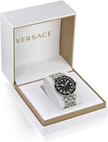 Buy Shop Versace Greca Sport Quartz Black Dial Silver Steel Strap Watch For Men - VEZ300321 USA Online